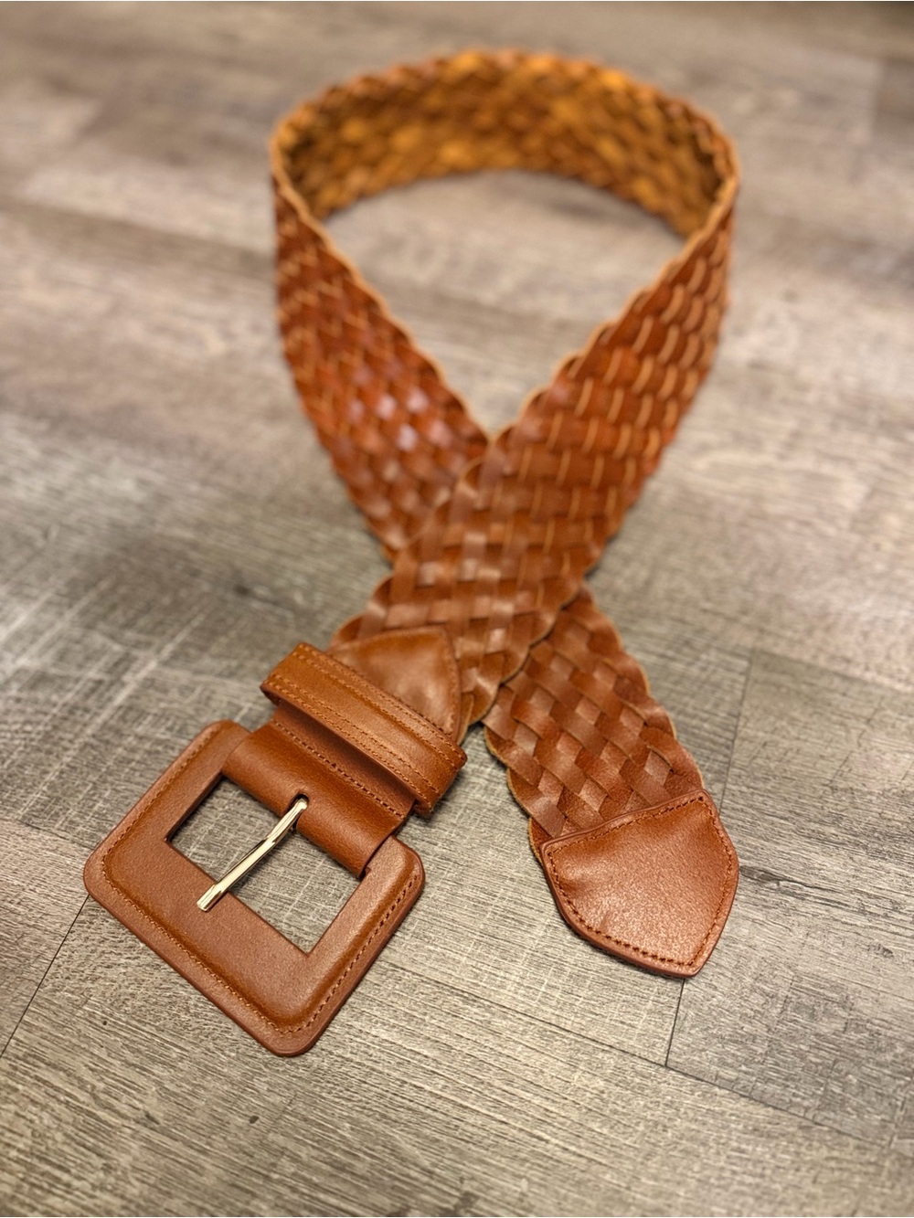 ✨ Most Wanted Chunky Tan Braided Leather Belt Boho L NWOT ✨